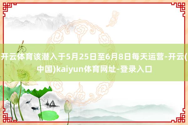 开云体育该潜入于5月25日至6月8日每天运营-开云(中国)kaiyun体育网址-登录入口