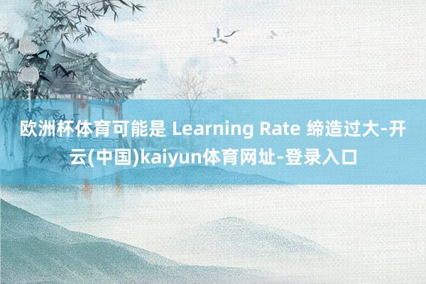 欧洲杯体育可能是 Learning Rate 缔造过大-开云(中国)kaiyun体育网址-登录入口